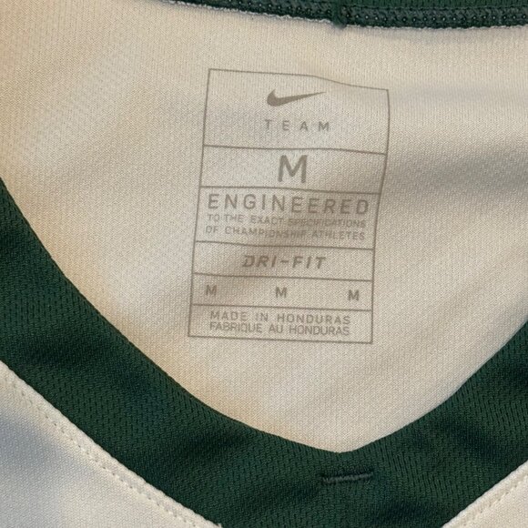 Nike Womens Tank M White Green Dri-FIT Sleeveless Team Jersey Slim - Picture 3 of 6